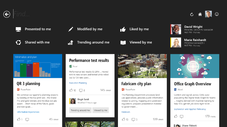 SharePoint Oslo Office Graph App