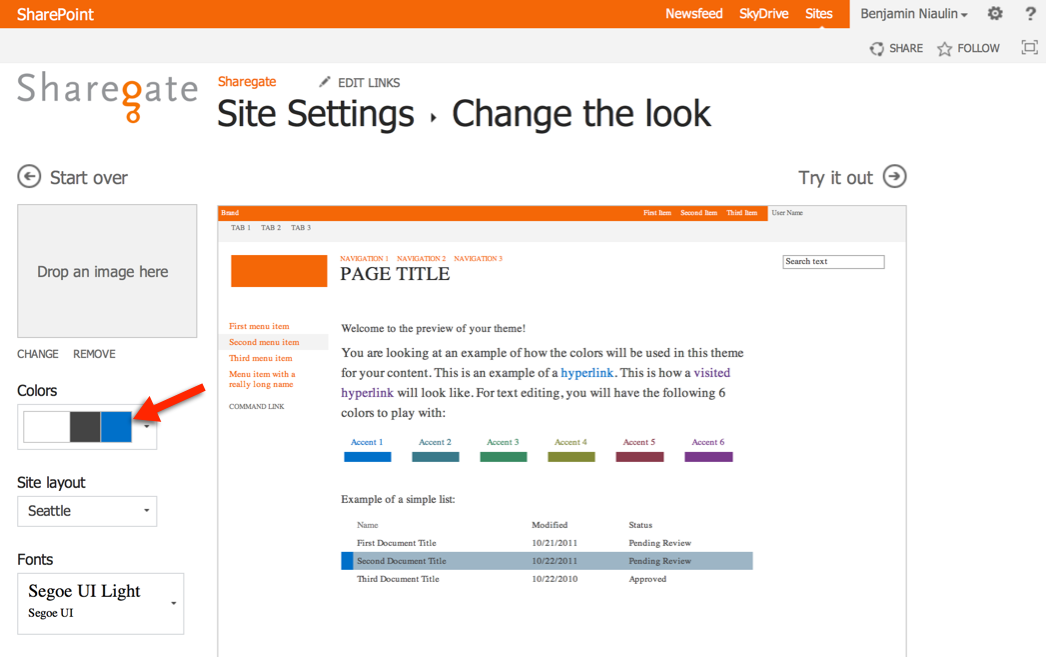 Setting your SharePoint color files
