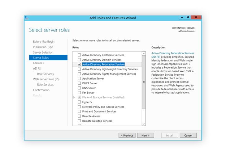 Add roles and features Wizard