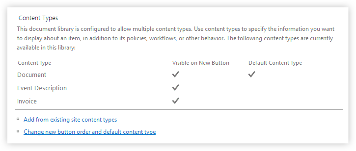 Columns in a column type in SharePoint