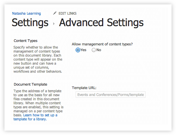 Advanced Settings in SharePoint