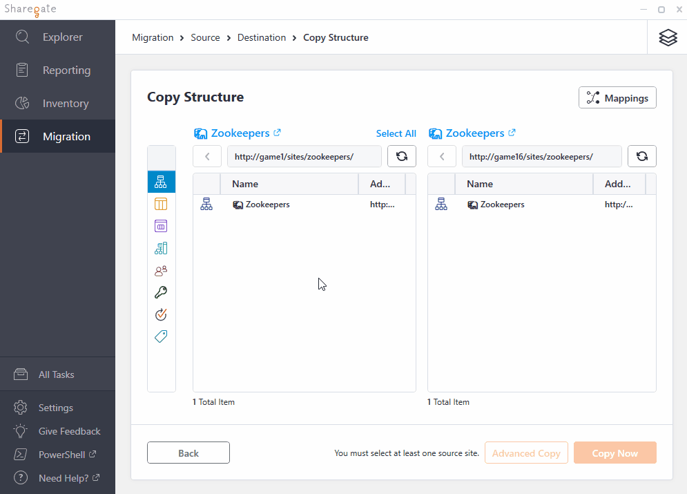 Drag & drop the list to the target environment