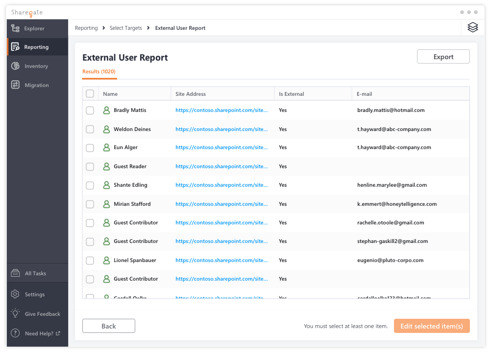 Office 365 External Users Report Search Results