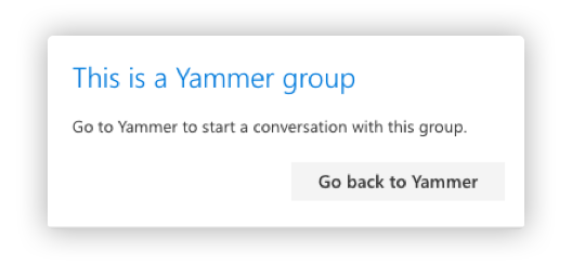 Yammer Group Popup Box
