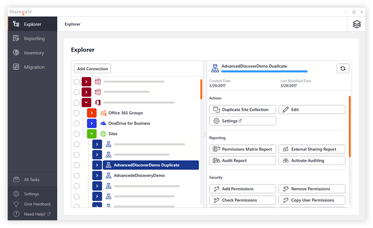 New duplicated site collection in Sharegate explorer
