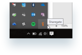Sharegate in Idle Mode in system tray