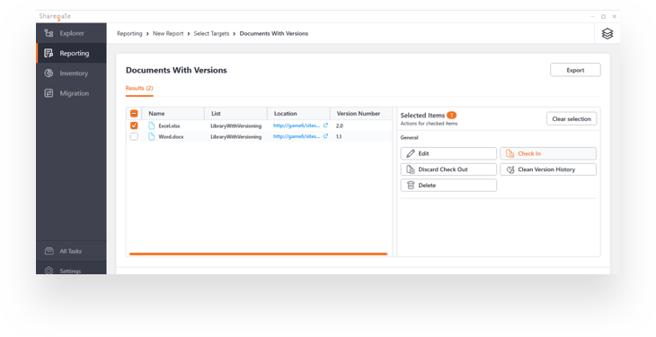 Check-in added to quick actions menu
