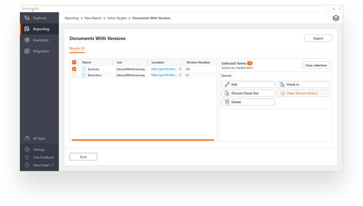 Clean document with versions