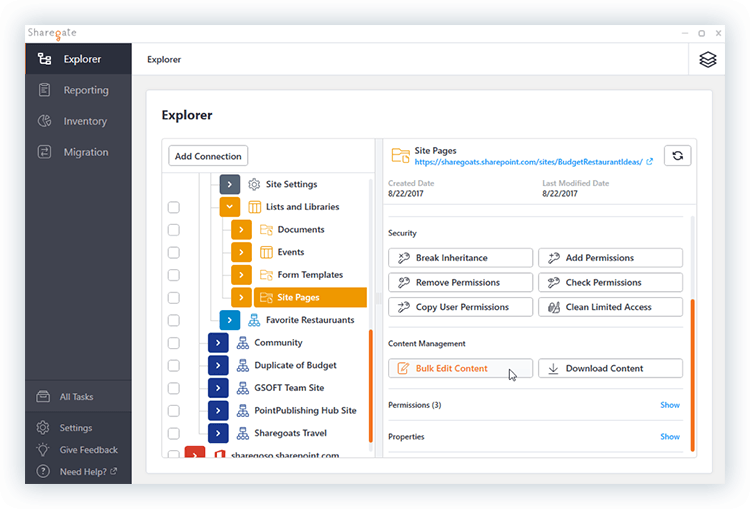 Bulk Edit Content Sharegate Explorer