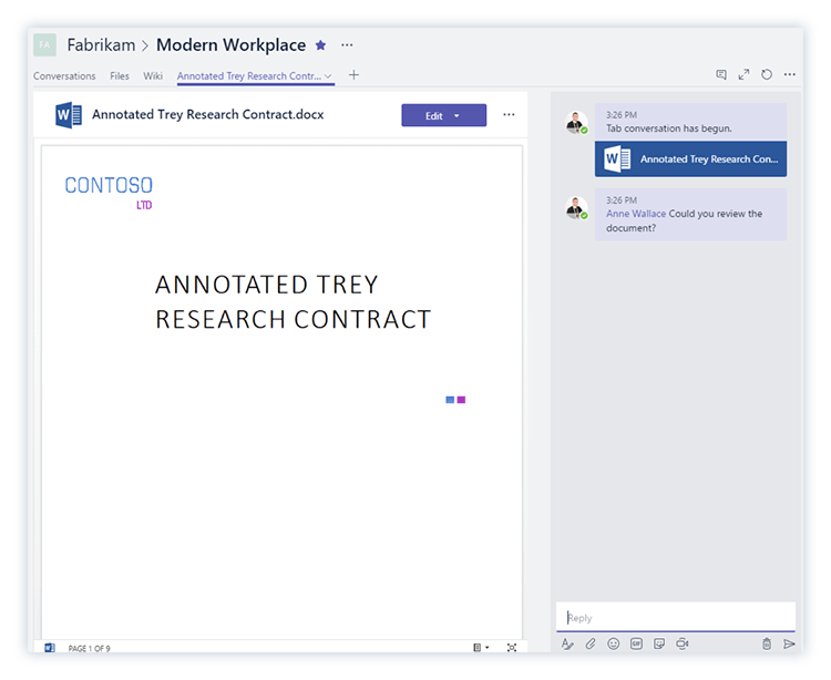 Documents tabbed in Microsoft Teams