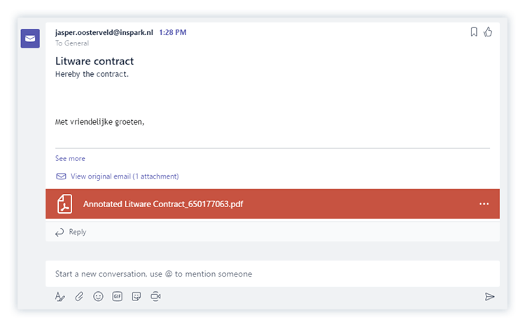 Adding documents to a Microsoft Teams conversation