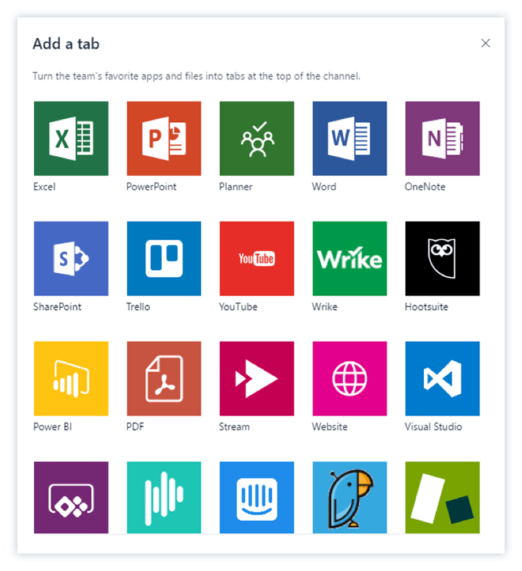 Adding new tab in Microsoft Teams conversation
