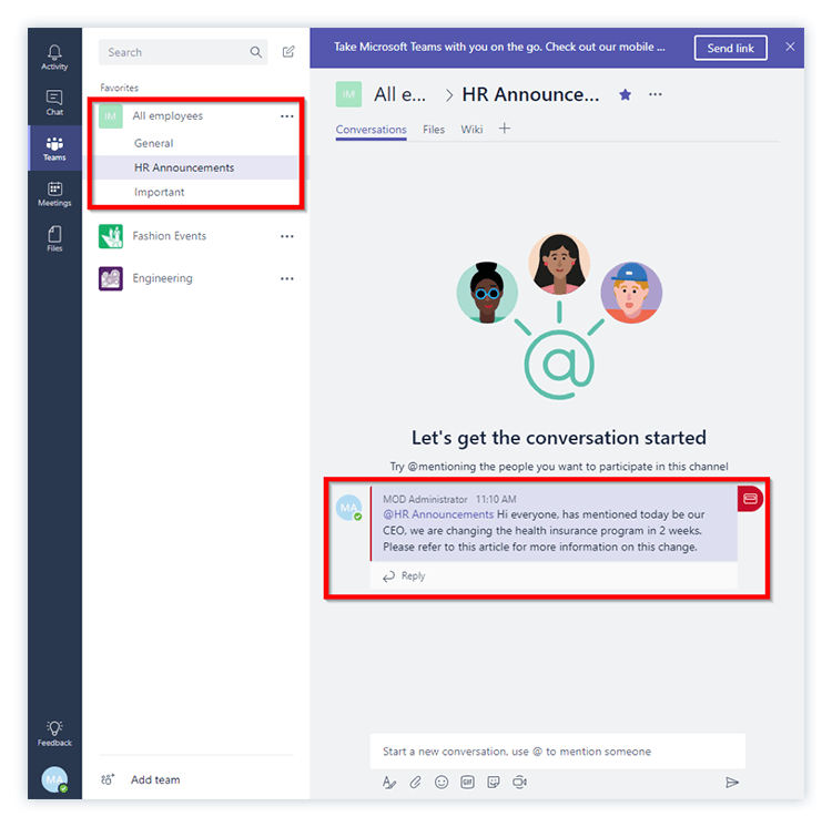Channels in Microsoft Teams
