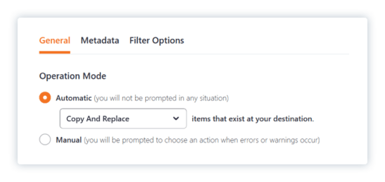 Migration modes in advanced copy