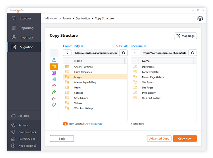 Sharegate Unified Migration Interface