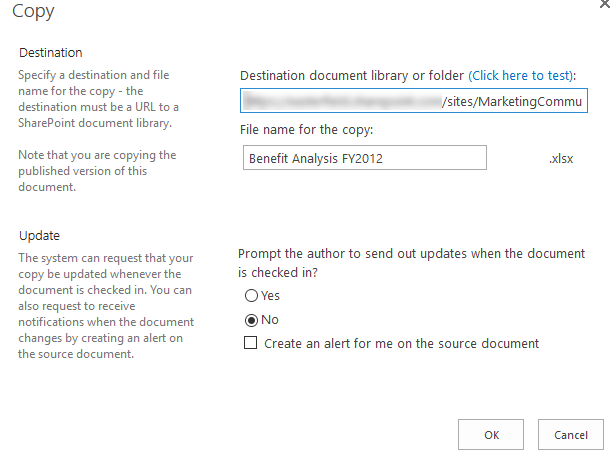 Copy a document in Microsoft Sharepoint