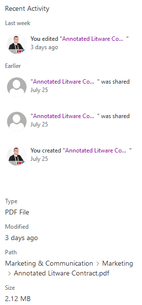 File Activity and General Information on Modern SharePoint