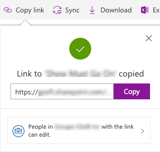 Successfully Copied Link on Modern SharePoint